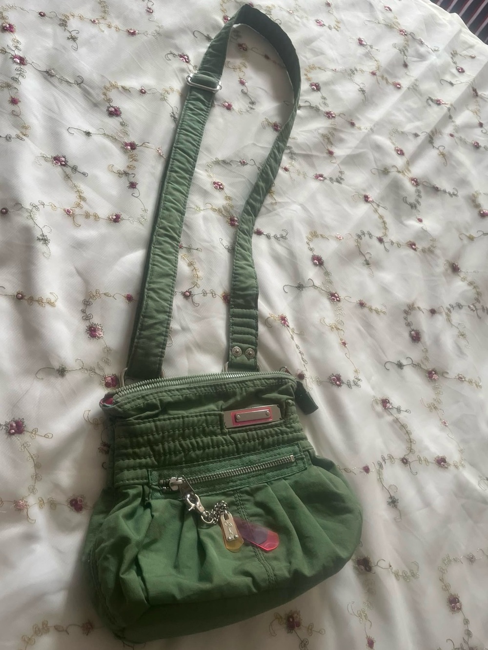 RARE Y2K Diesel Olive Green  Crossbody with Front Zip and Charm